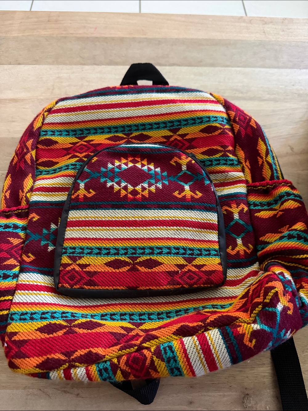 Colorful Aztec Pattern Backpack - Red Multicolor - Picture 1 of 1